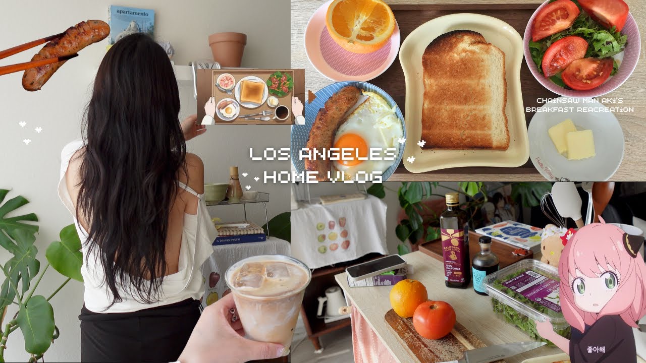 ✿˖˚ LA home vlog ꩜ Recreating Chainsaw Man breakfast, groceries, new vlogging camera! 📷🌱