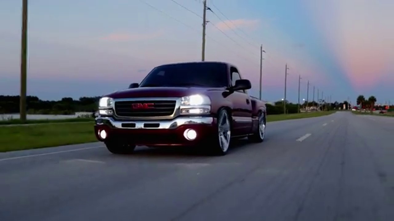 Slammed GMC Sierra DUB wheels
