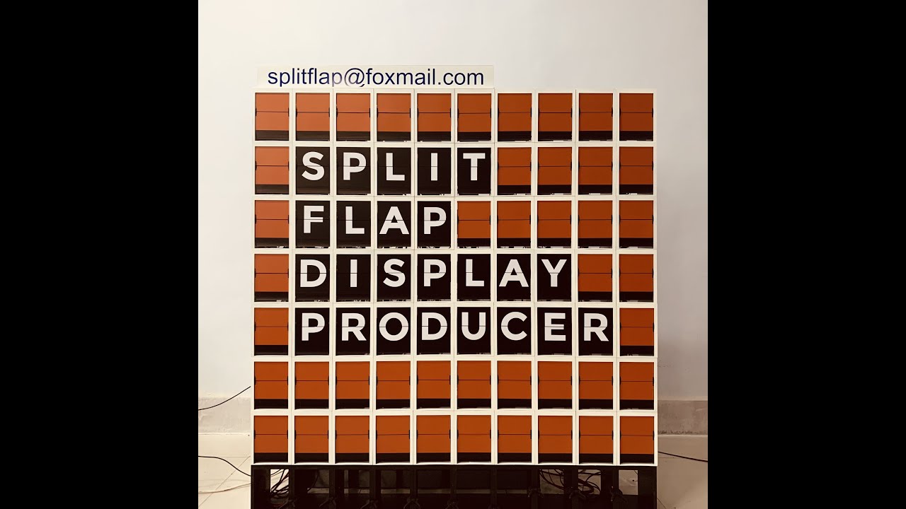 white split flap display shop sign