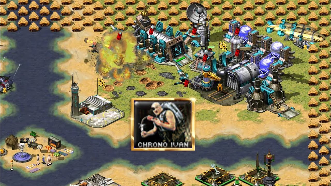 Играем с Хроно Иваном на забавной карте X4 в многопользовательском режиме Red Alert 2 в Юри's Rev...