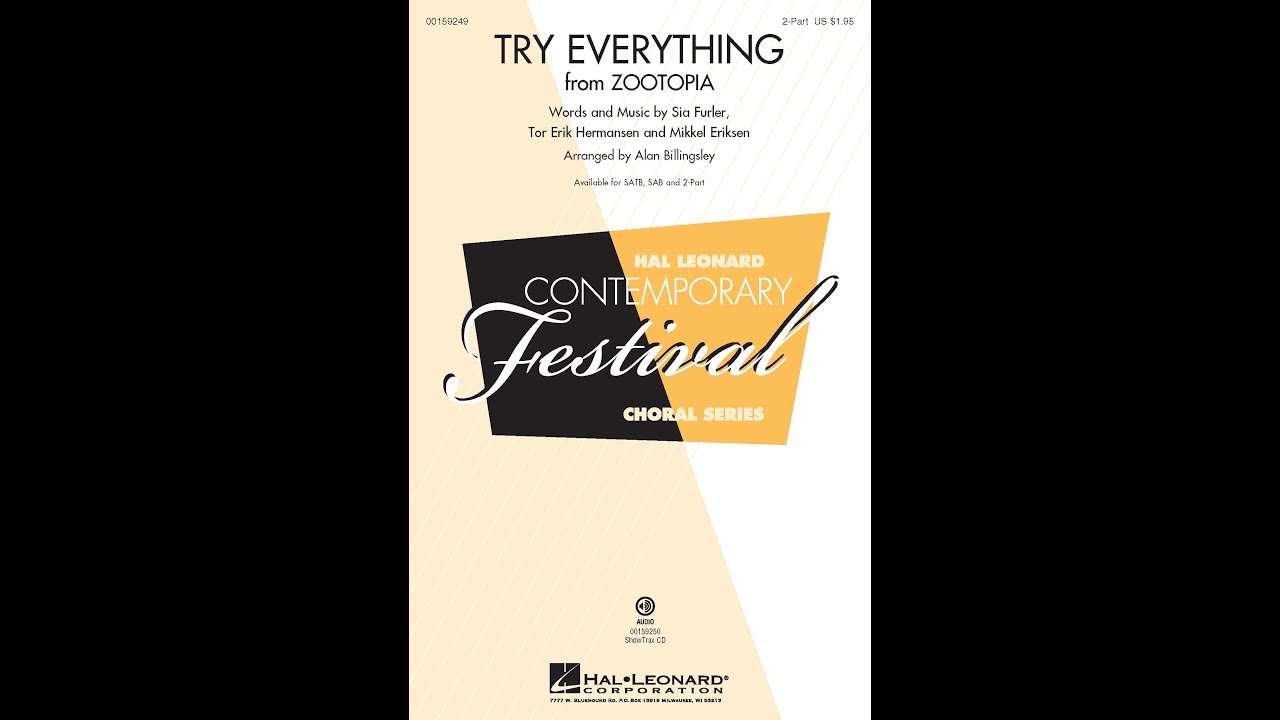 Try Everything (2-Part Choir) - Arranged by Alan Billingsley