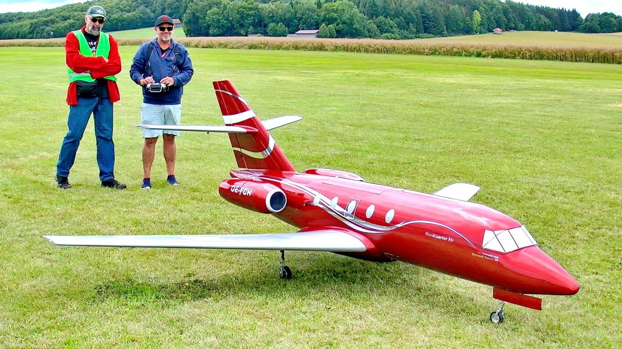 STUNNING !!! HUGE !!! RC DASSAULT FALCON 20 / SCALE MODEL TURBINE JET / FLIGHT DEMONSTRATION !!!