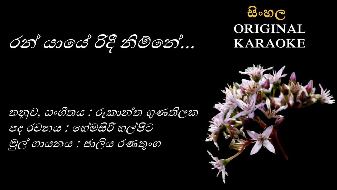 Ran Yaaye Ridee Nimne-රන් යායේ රිදී නිම්නේ - KARAOKE -Jaliya Ranathunga-Hemasiri Halpita-Rookantha G