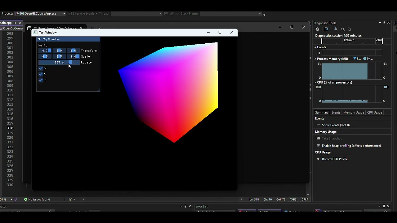 3D Cube With ImGUI Window
