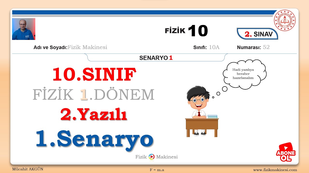 10.Sınıf MEB FİZİK Yazılı Senaryoları 1.Dönem 2.Yazılı SENARYO 1 [2024] +PDF