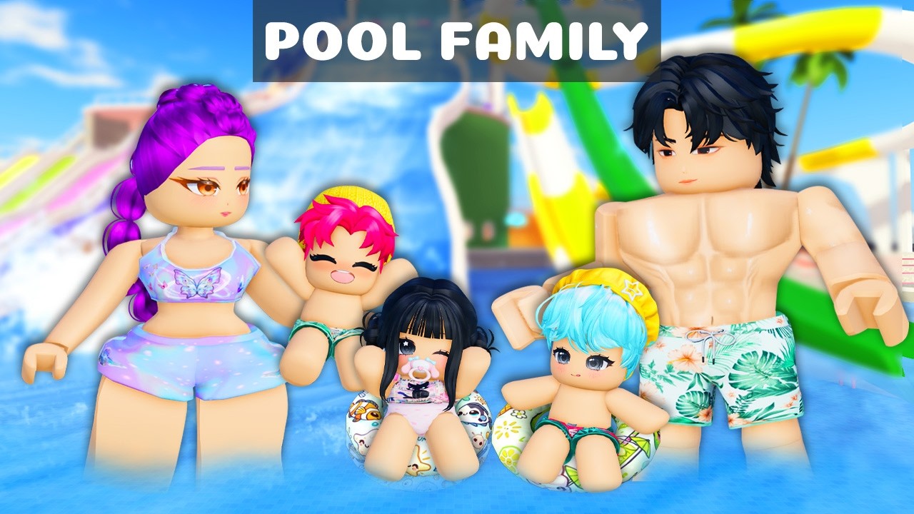 Having a POOL FAMILY in Roblox! (Kpop Demon Hunters)