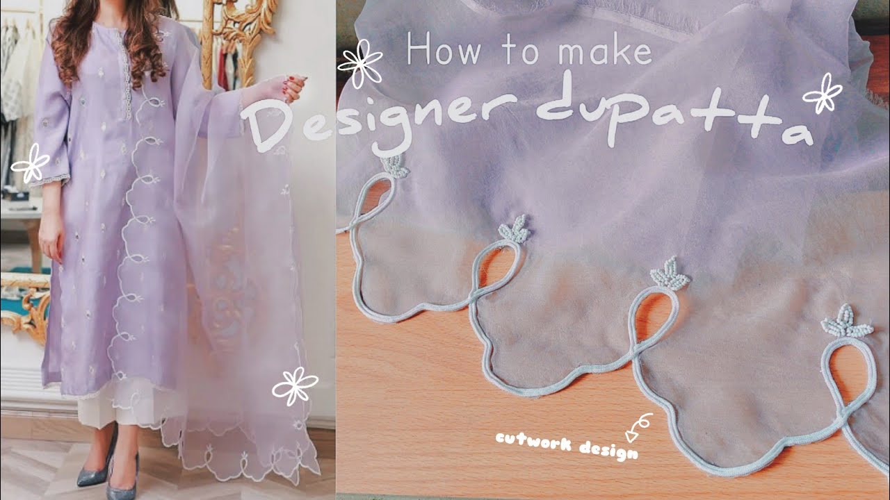 How to make designer dupatta at home ✨ |cutwork dupatta|dupatta design idea handmade ✨