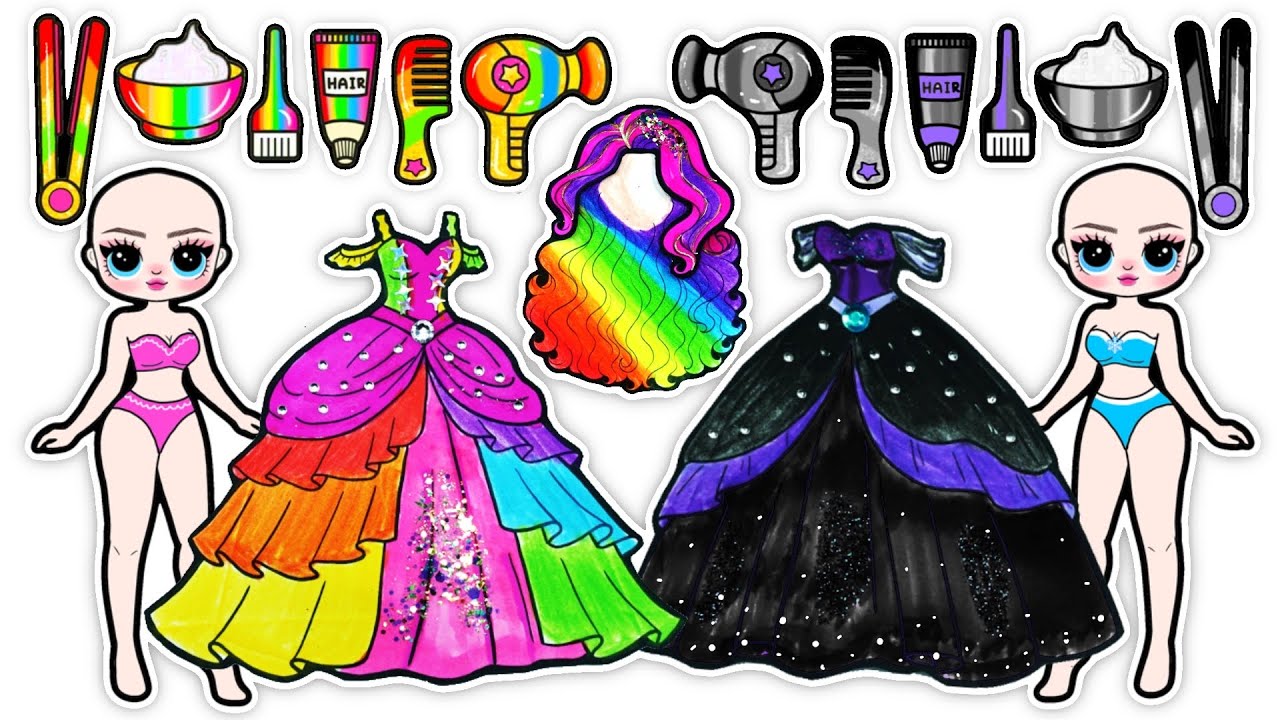 Радужные волосы 🌈: преображение мамы и дочки Барби от Huntrix | Поделки из бумаги своими руками