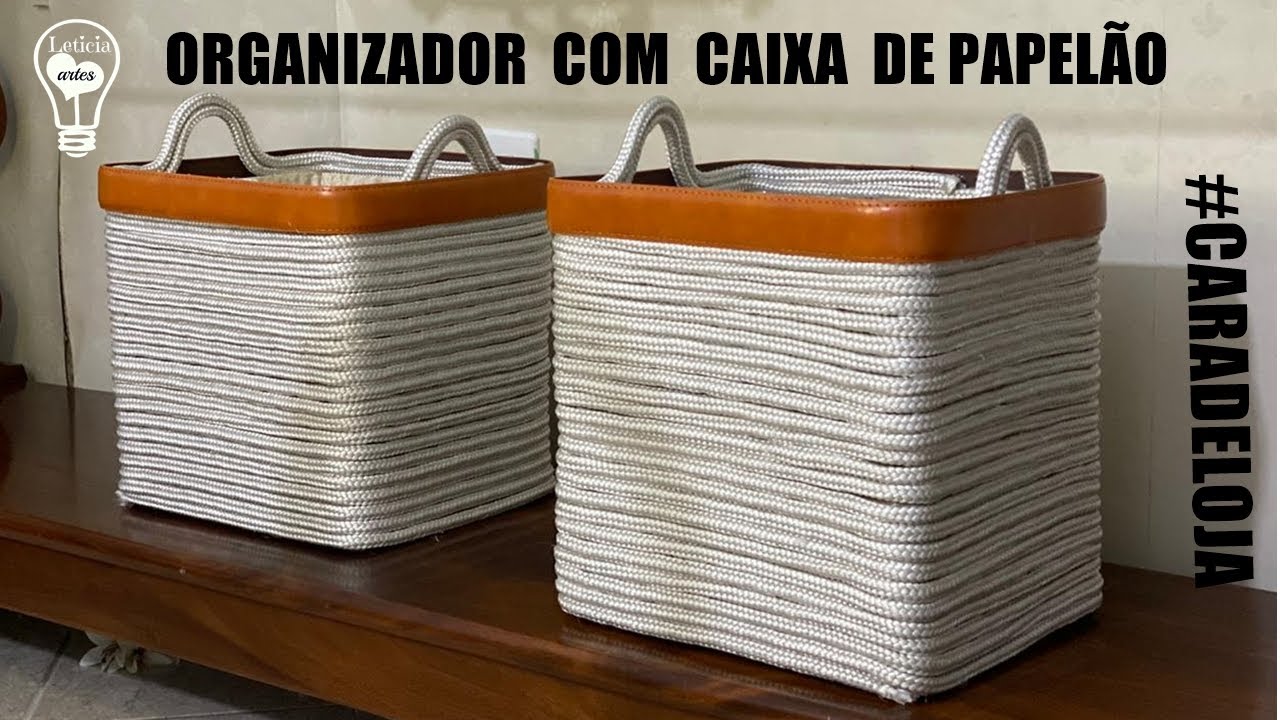 DIY  CAIXA ORGANIZADORA  COM CAIXA DE  PAPELÃO  E  CORDA