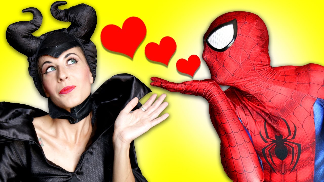 Spiderman kiss Maleficent?! Joker steals Pink Spidergirl - Real Superhero