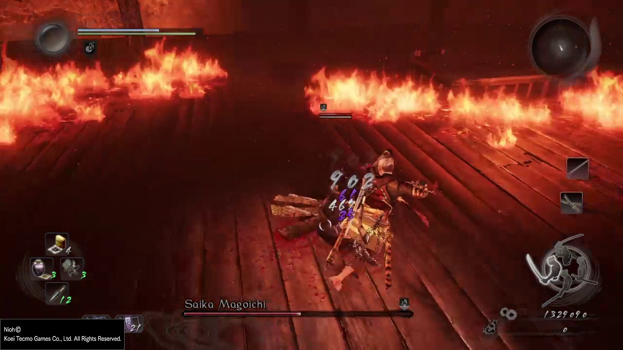 Nioh - Saika Magoichi boss fight (fast n' cheesy)