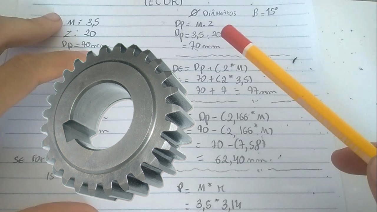 Calculando Engrenagem Cilíndrica de Dentes Retos, Fórmulas, Fresagem.