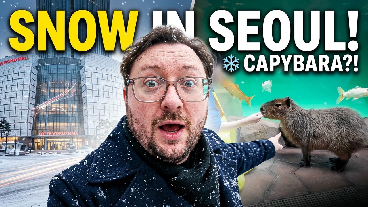 My First Real Snowfall in Korea | Massive Mall, Aquarium & Adorable Capybara kr