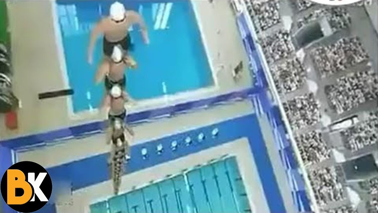 İNANILMAZ İNSAN REKORLARI - &Uuml;st &Uuml;ste 50 Kişi Havuza Dalıyor