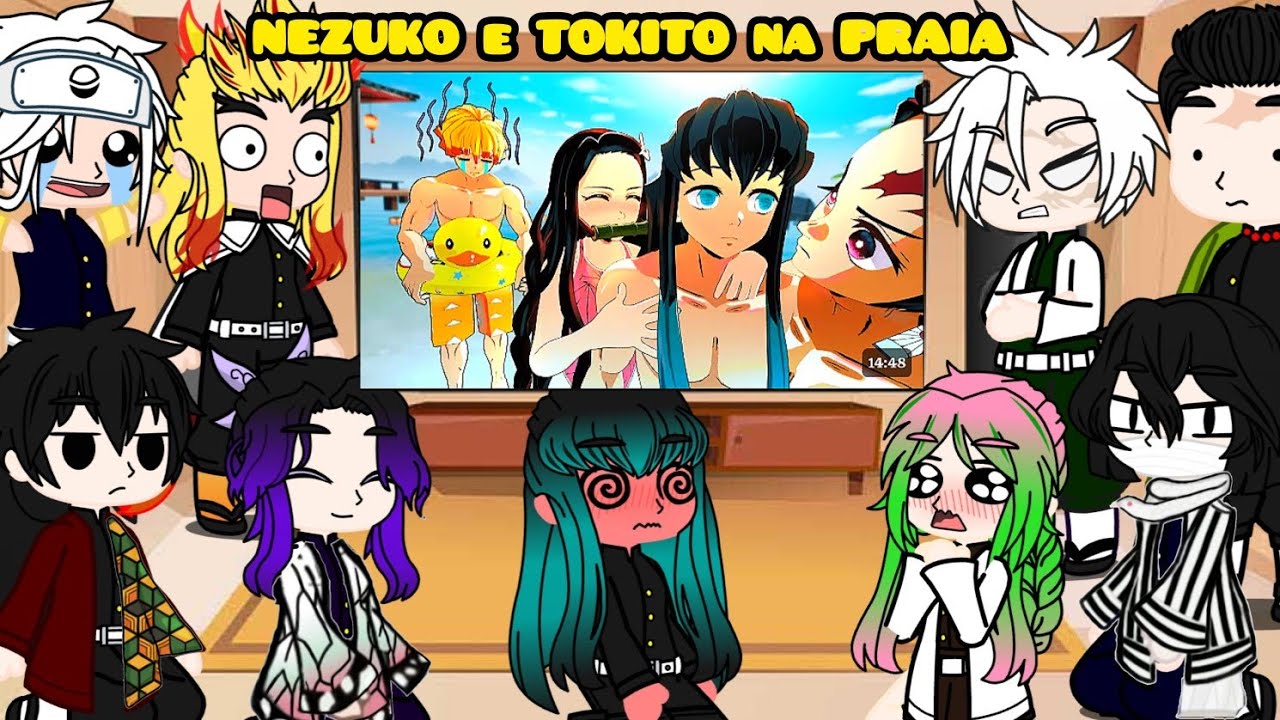 Hashiras react ZENITSU FICA COM CIÚMES DA NEZUKO COM O TOKITO NA PRAIA DO DEMON SLAYER VR 😂❤️