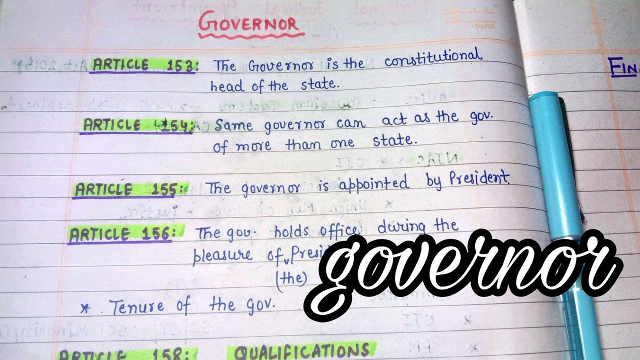 Governor (Part 1) || lec.46 || Handwritten notes || Indian Polity || An aspirant !