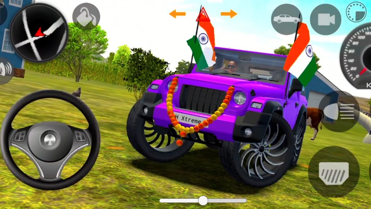 Modified Mahindra Thar 🤯  purple Thar (Gadi Wala Game) adventure game indian thar game 