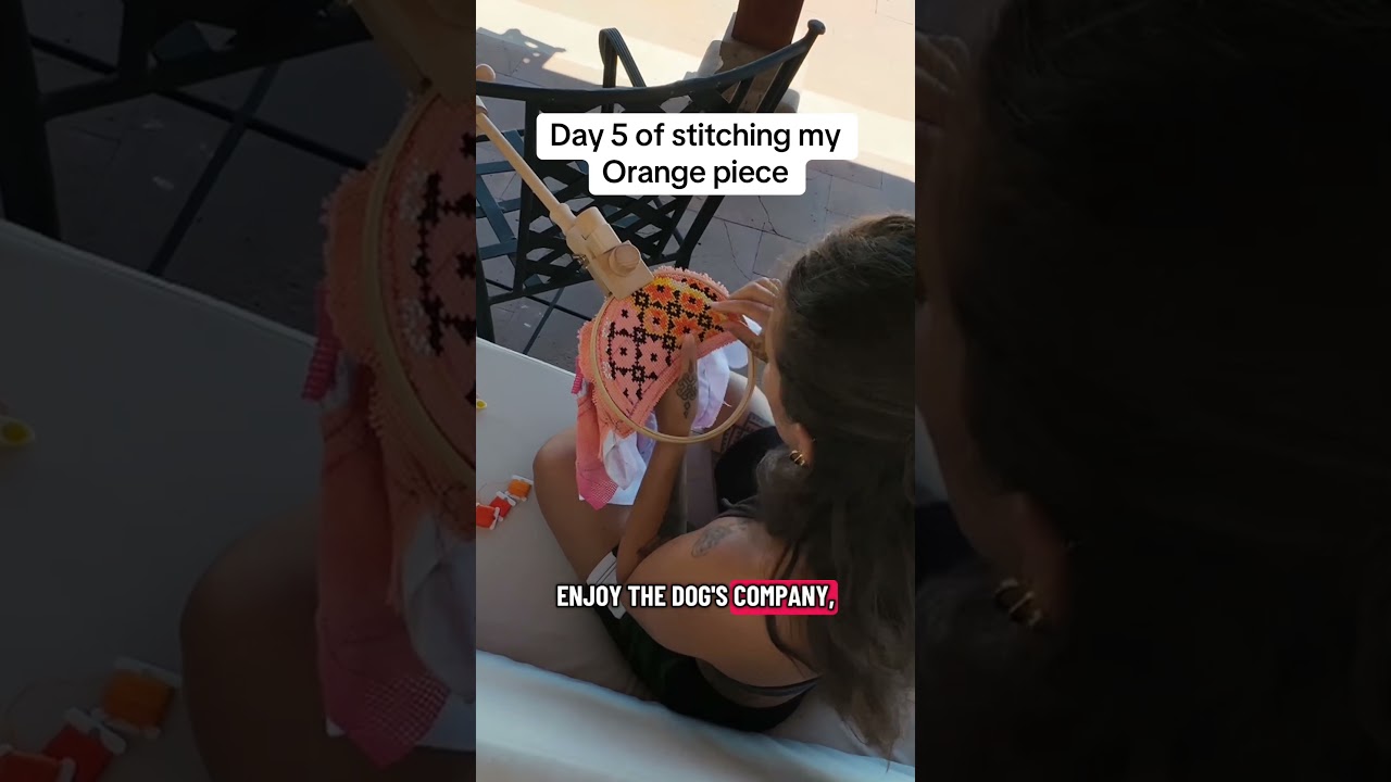 Love embroidering outside #crossstitch #handbroidery #timelapseart #embroidery #artist