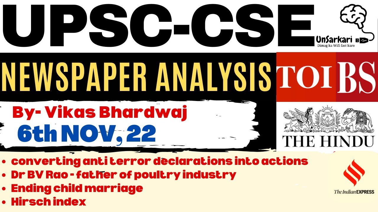 UPSC CSE GS & CURRENT AFFAIRS  : 6th NOV Newspaper : The IE + TOI + HT  +BS+The Hindu+Mint