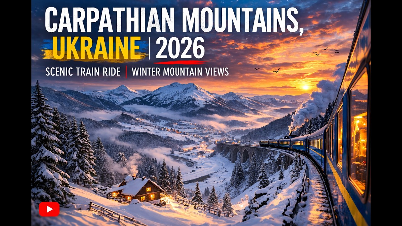 Carpathian Mountains, Ukraine | 2026 | Scenic Train Ride | Winter Mountain Views