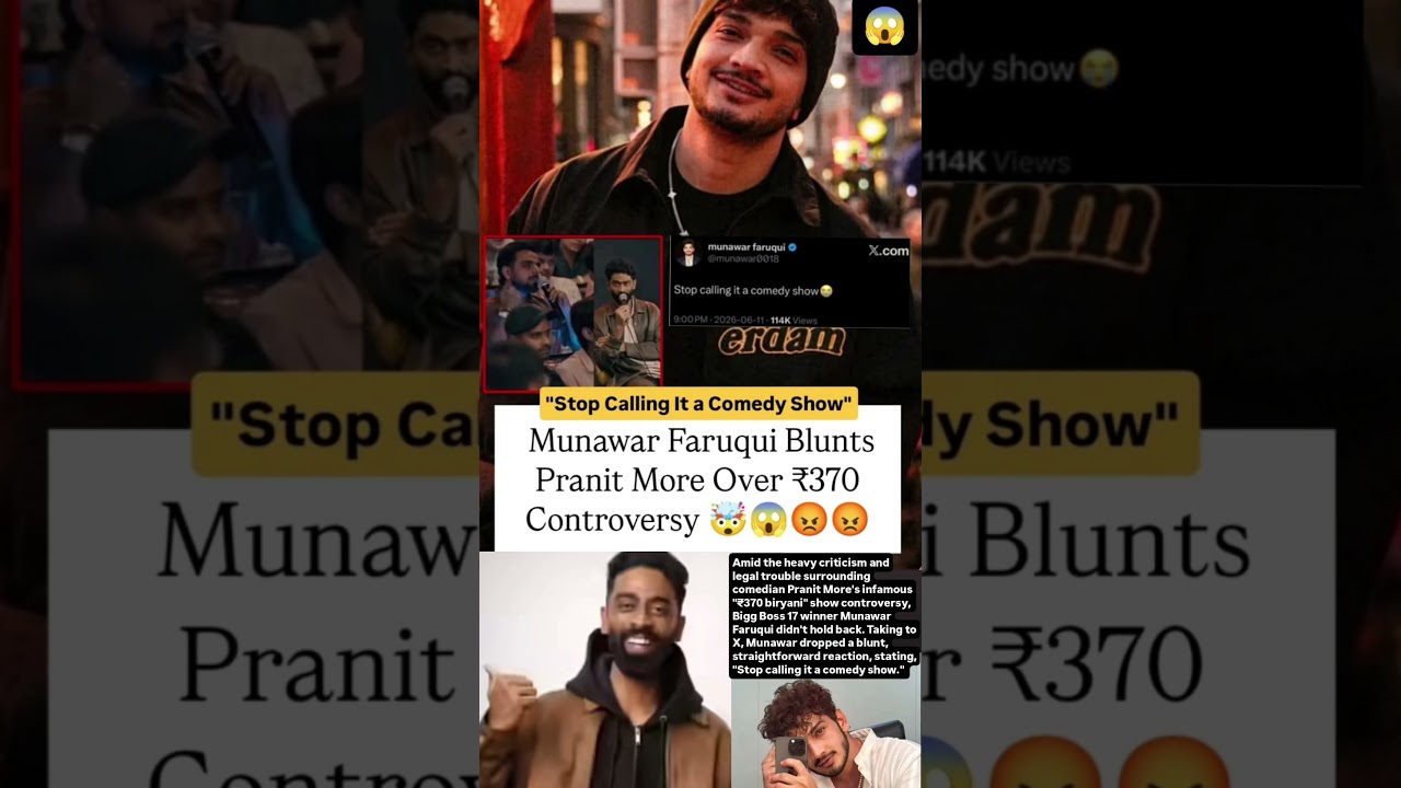 Munawar Faruqui slams Pranit More for ₹370 Biryani controversy #news#pranitmore