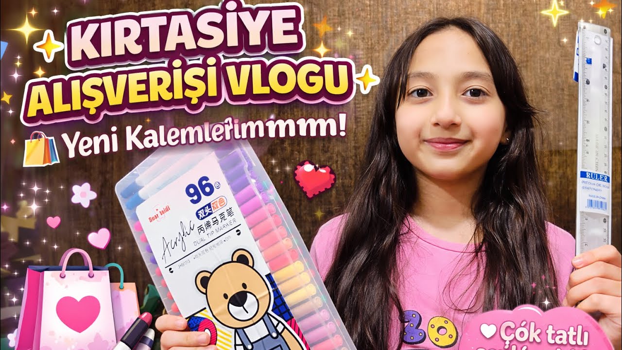 🎀 Kırtasiye Alışverişi Vlogu 🛍️ Yeni Kalemler Aldım! Çok Tatlı Şeyler 💖✨