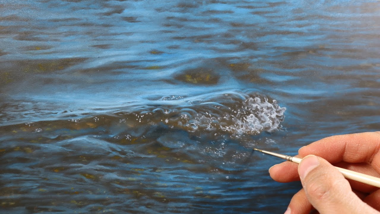 How to paint water - painting realistic shallow water waves tutorial