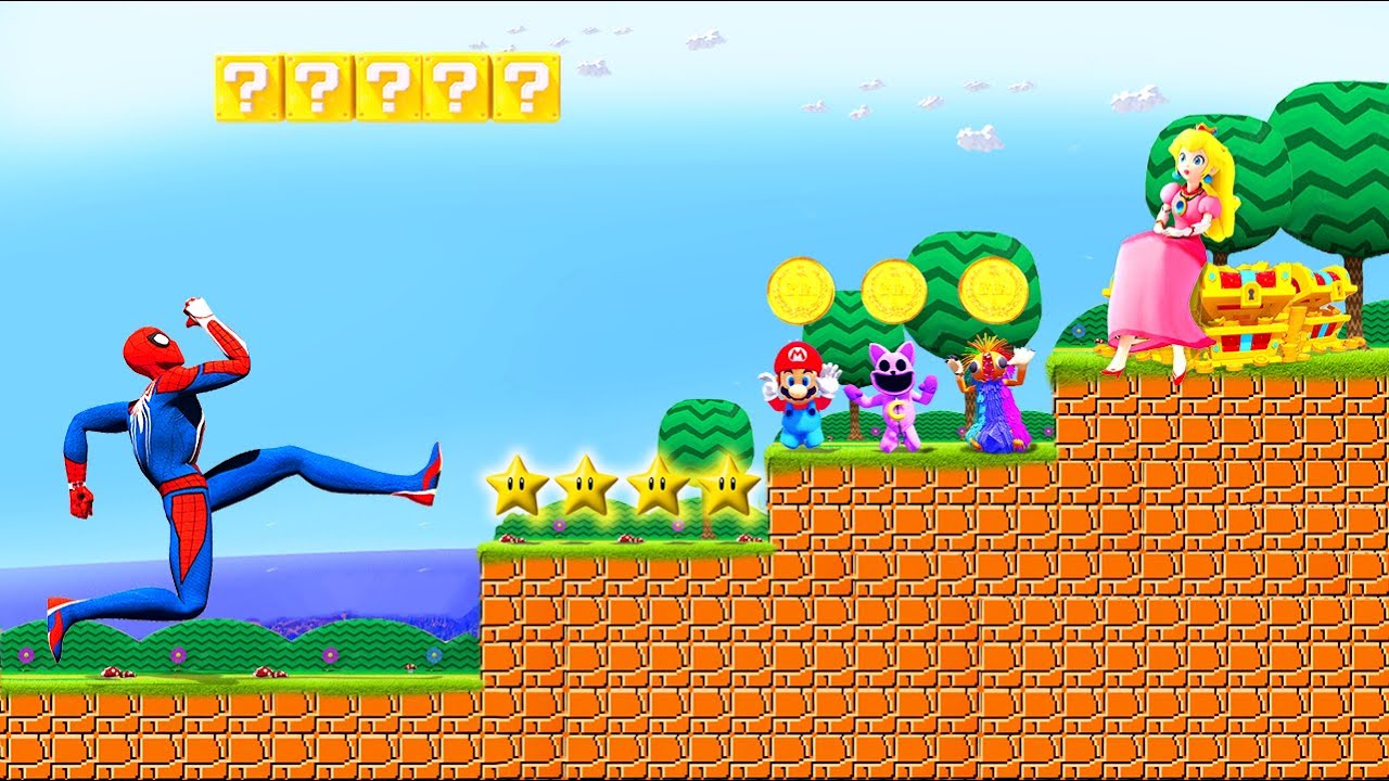 Evolution: Spider Man vs Super Mario! Upgrade to Rescue Peach Princess! | SM Gameplay