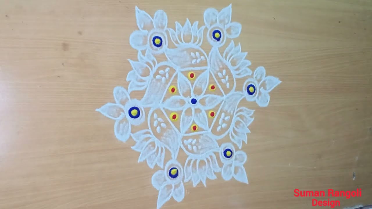 Daily simple rangoli #lotus flower rangoli#trending rangoli #flower rangoli 🌈🥰💫