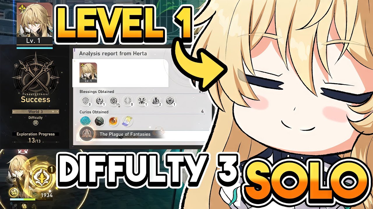 LEVEL 1 Luocha Solo Simulated Universe Difficulty 3 in Honkai: Star Rail