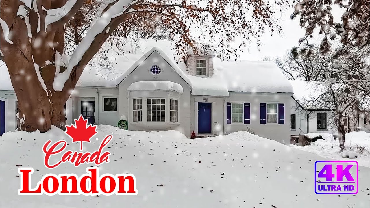 A Relaxing Walk Through the Snowy Streets of London | Canada 4K