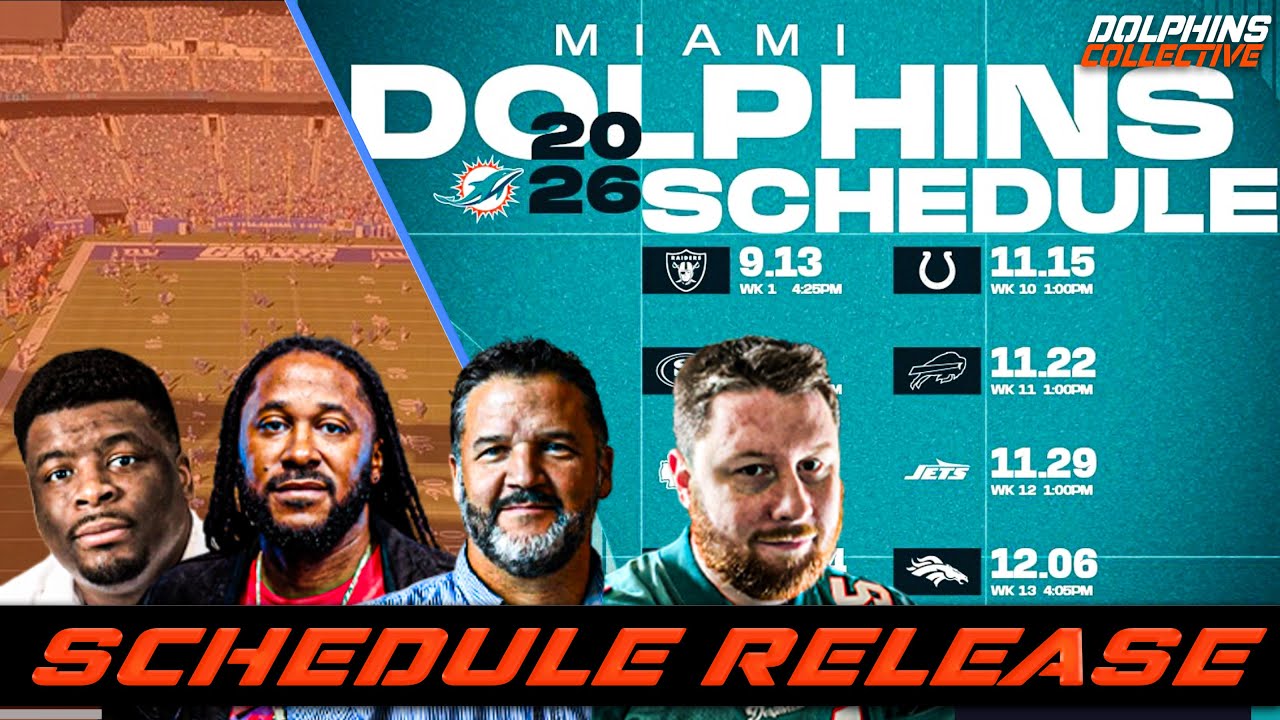 Первый взгляд на расписание игр команды Miami Dolphins на 2026 год.
