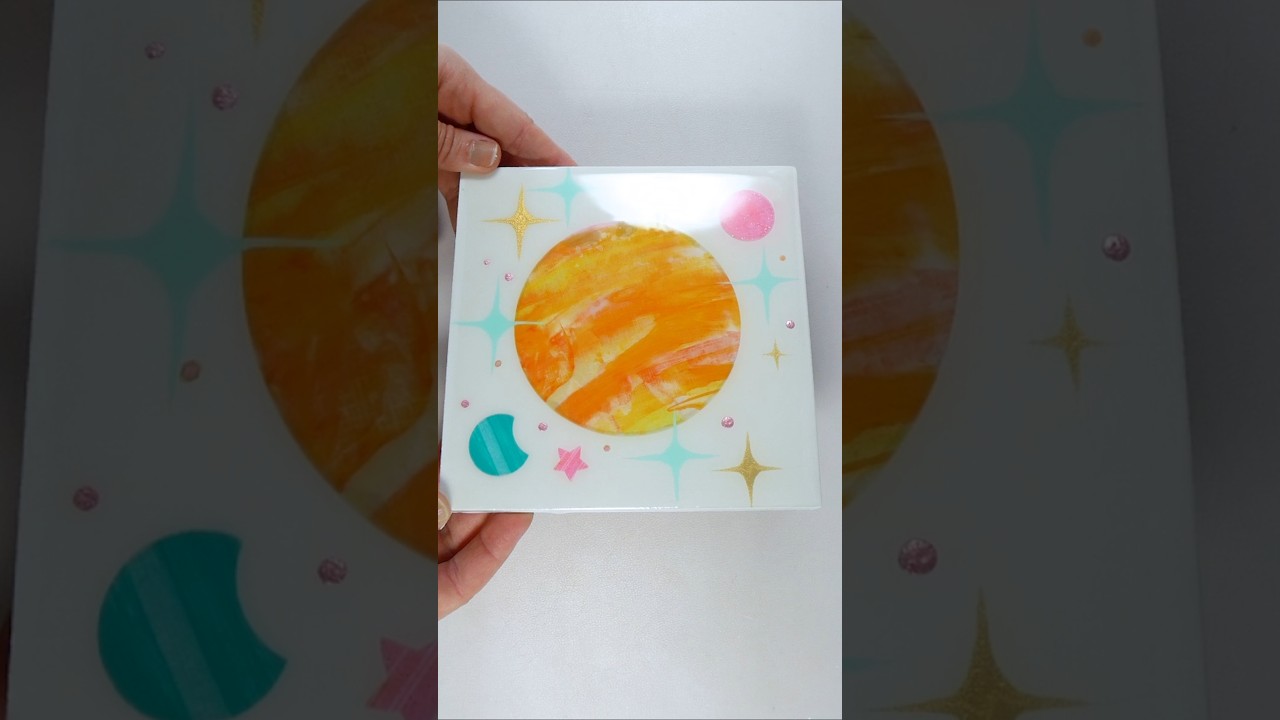 Orange creamsicle planet art reveal🧡 #handmadedecorations #diyhomedecor #planetart #miniart