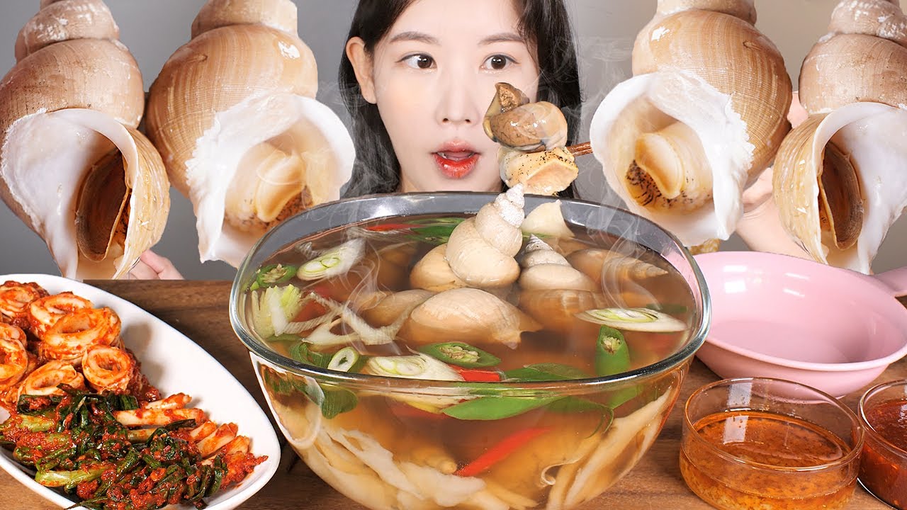 쫄깃쫄깃💛 수제비 넣은 뜨끈한 백골뱅이탕 먹방 Sea Snail (Whelk) Soup [eating show] mukbang korean food
