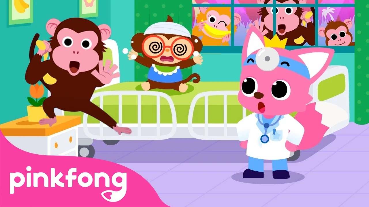 🐒  Five Little Monkeys go Faster & Faster! | Monkey Banana Song | Pinkfong Official