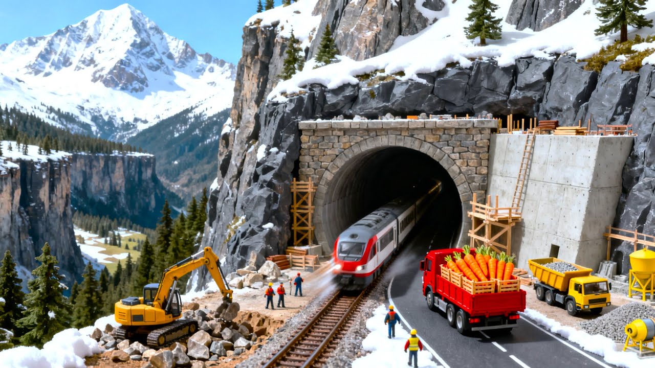 Miniature Construction: Building a Mountain Tunnel to Boost Farm Trade ⛰️🚇