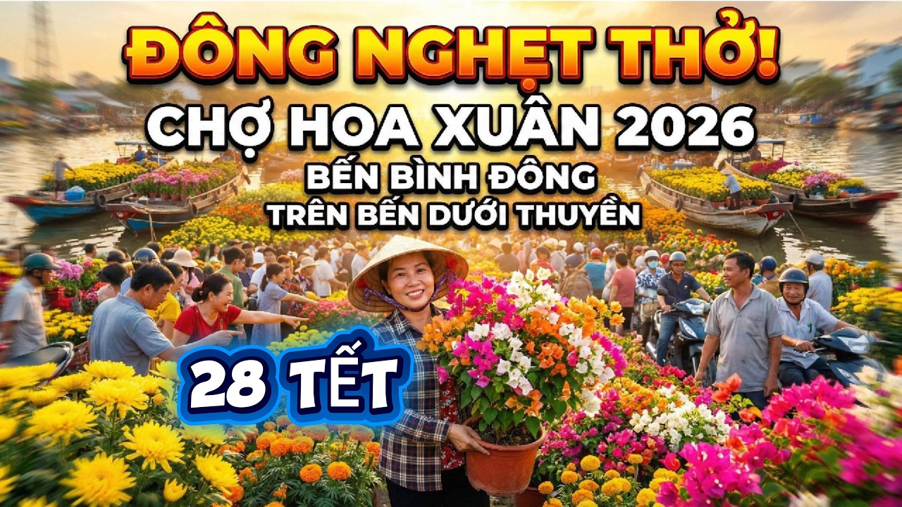 28 TẾT Không khí Tết tràn ngập ở chợ hoa Bến Bình Đông – Xem xong chỉ muốn đi ngay!