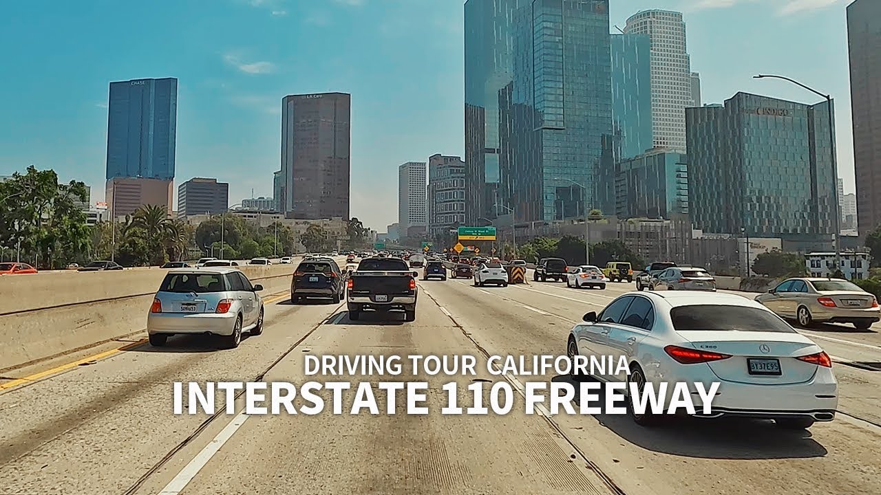 Driving LOS ANGELES 4K – Stunning Downtown LA via N 110 Freeway