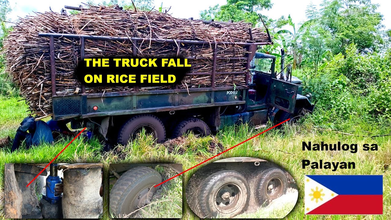 RIO TRUCK 6x6  M35A2 USA - RAINING SEASON - fall on Rice field #filipino #sugarcanetruck
