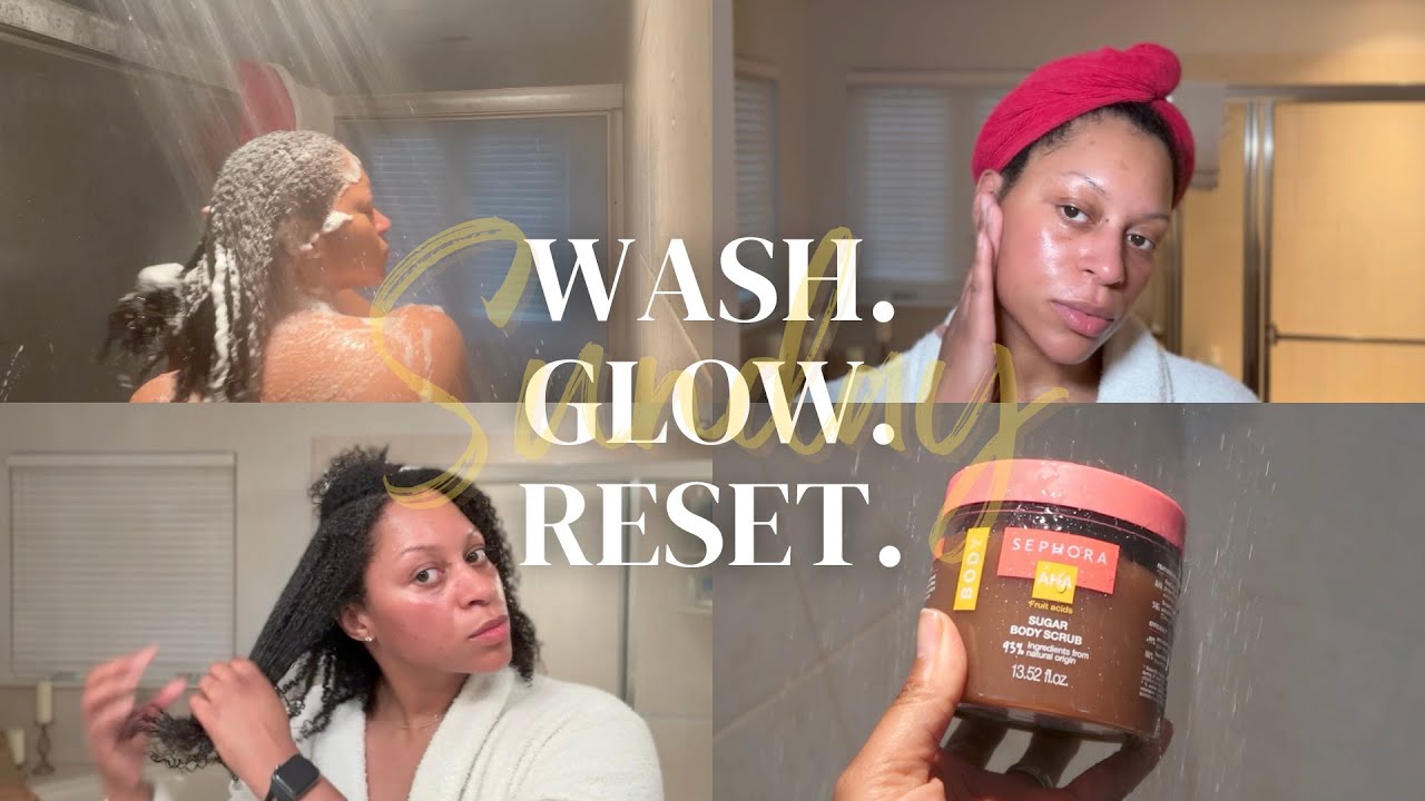 Ultimate Sunday Reset 💆🏽‍♀️ | Everything Shower Routine, Wash Day Hair, Skincare + Wash & Go
