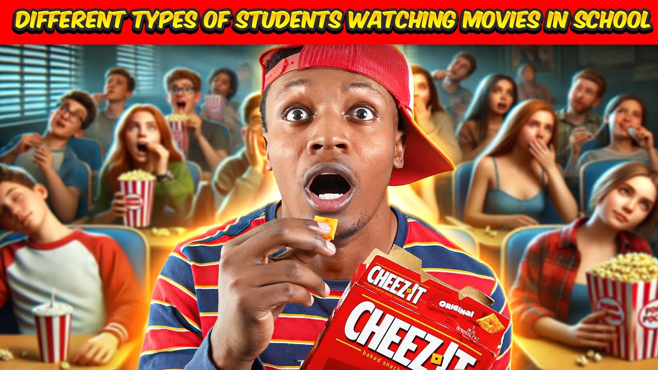 Different types of Students watching Movies in School