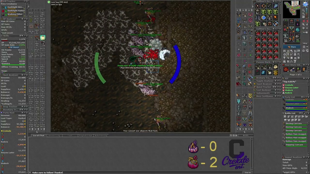 Tibia Darklight Hunt + Soul wars Bosses 1-16-26 VOD