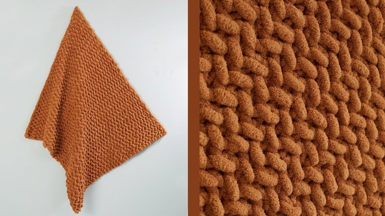 Alize Puffy ile Hasır Battaniye / Herringbone Knitting / УЗОР ПЛЕТЕНКА ИЗ PUFFY