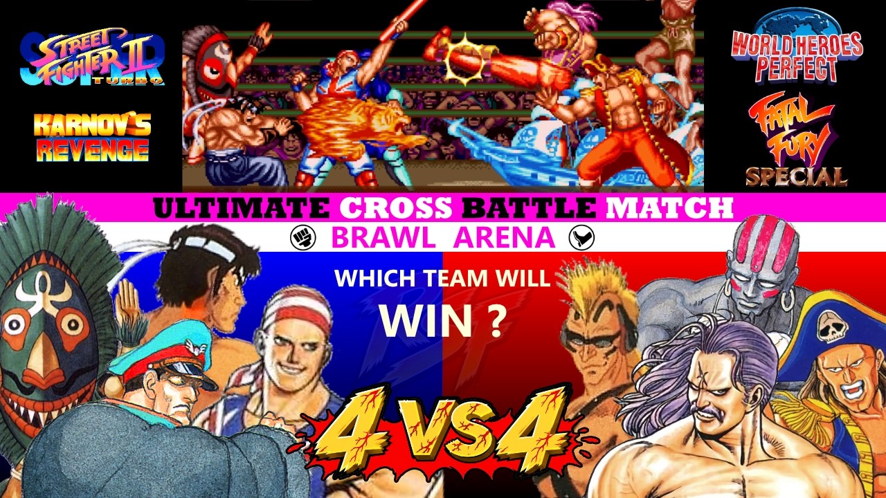 Vega vs Wolfgang Team | 4vs4 | MUGEN Street Fighter 2 | Retro Street Fight