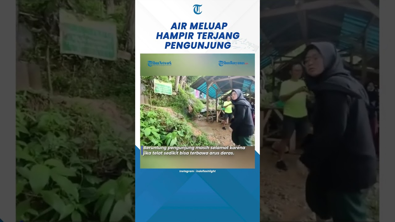 Detik detik Air Meluap Hampir Terjang Pengunjung Yang Sedang Asyik Bermain di Aliran Curug
