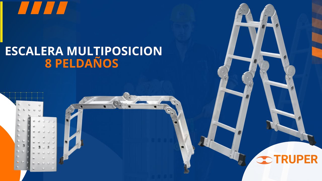 ESCALERA MULTIPOSICION 8 PELDAÑOS TRUPER CAPACIDAD 200 KG