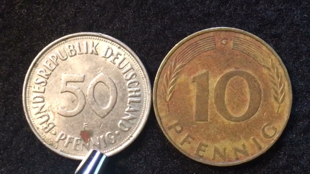 Germany 10 Pfennig and 50 Pfennig Coins 1972 - Pre European Union Coins - Bundesrepublik Deutschland