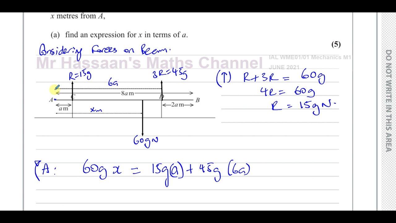 WME01/01 IAL (Edexcel) M1 June 2021 Q7 Moments, Non Uniform Rods