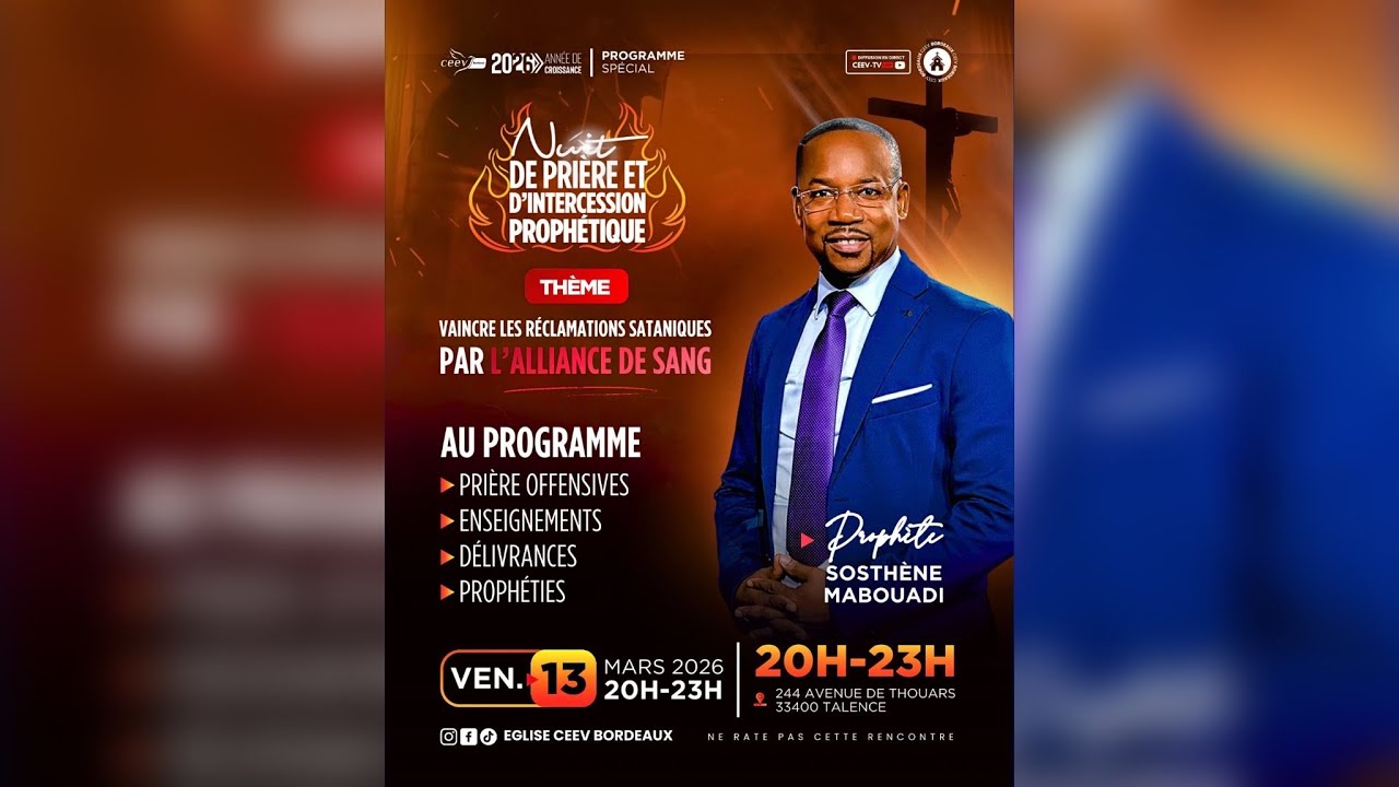 Nuit de prière et d'intercession prophétique I Prophète Sosthène MABOUADI