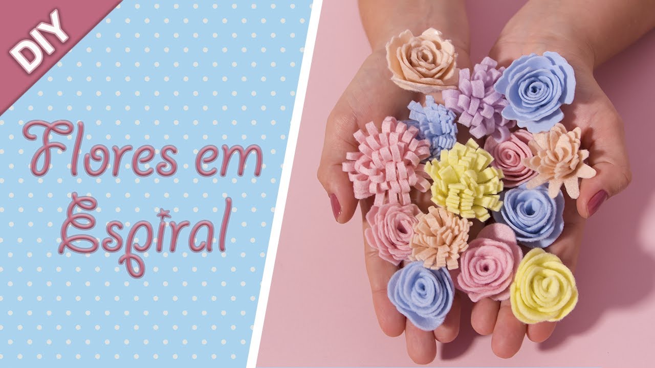 DIY: FLORES ESPIRAIS em FELTRO com 2 PAPs GRATUITOS | Laços Mágicos Criações